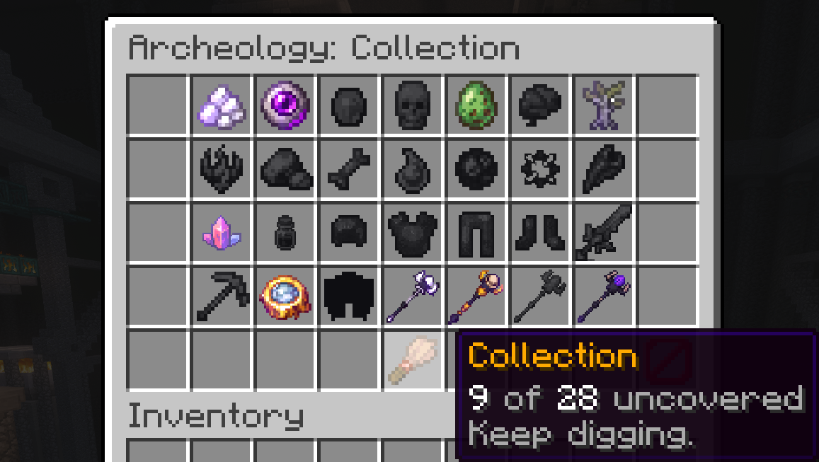 The archaeology collection log, nine of twenty-eight artifacts revealed