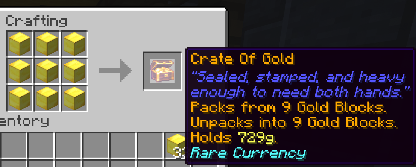 A Crate of Gold, the top tier of the gold currency