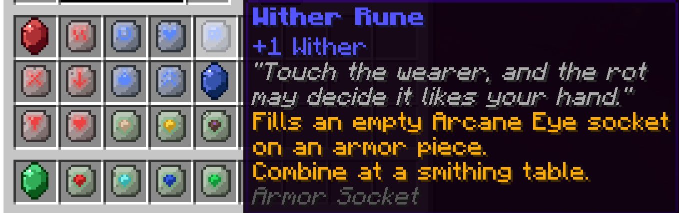 A Wither Rune ready to be set into a socket