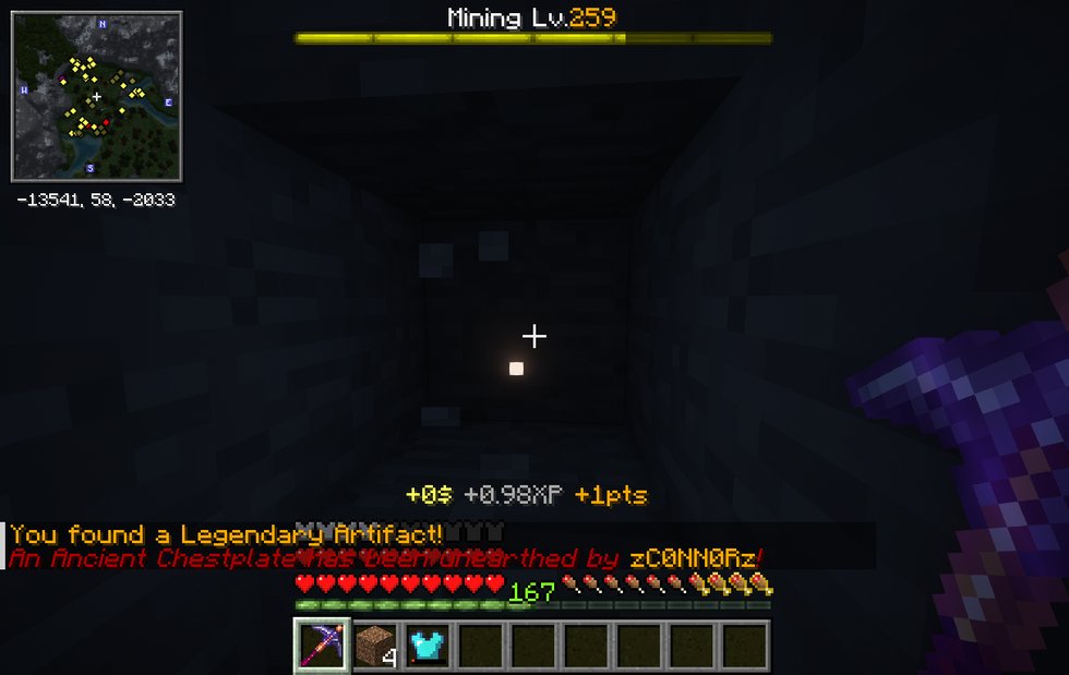 An Ancient Chestplate unearthed, announced to the server